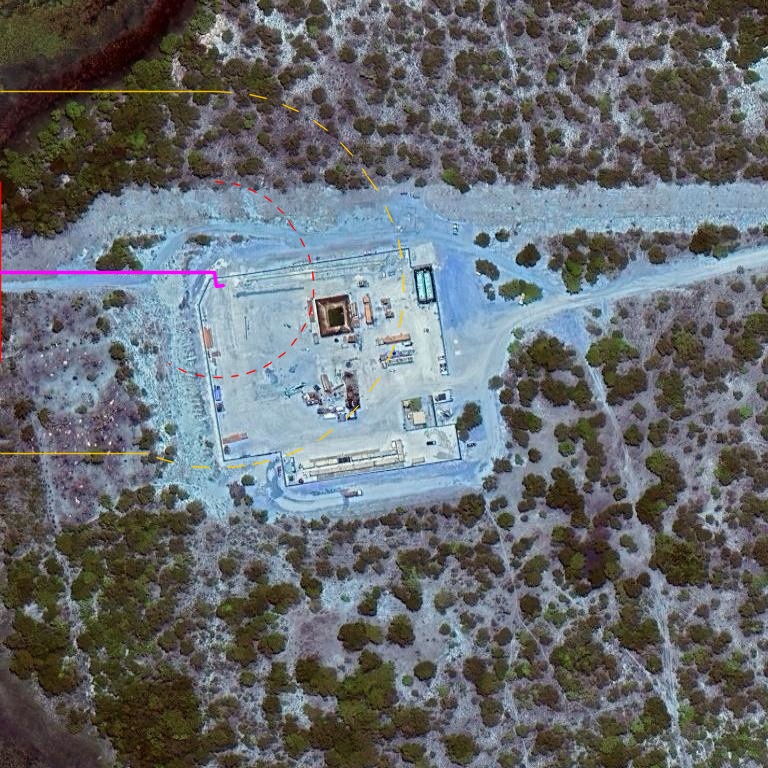 Large compound detected in bush terrain along a pipeline route